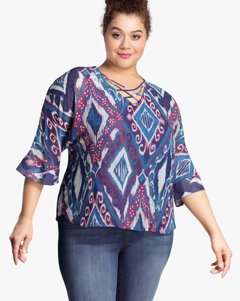 Front of plus size Nicole Printed Kimono Top by East Adeline | Dia&Co | dia_product_style_image_id:117947